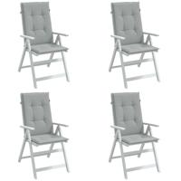 VidaXL Stoelkussens 4 st hoge rug 120x50x4 cm stof lichtgrijs - thumbnail