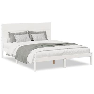 Bedframe extra lang zonder matras massief hout wit 140x220 cm