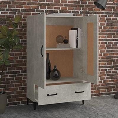 Hoge kast 70x31x115 cm bewerkt hout betongrijs