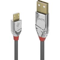 LINDY 36653 3 m USB 2.0 type A aan Micro-B kabel, Cromo Line antraciet - thumbnail