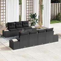 Tuinbankenset met opslag 8 pcs Zwart poly rattan - thumbnail