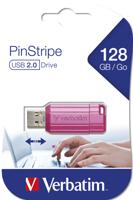 Verbatim USB DRIVE 2.0 PINSTRIPE USB-stick 128 GB Pink 49460 USB-A 2.0 - thumbnail