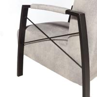 Fauteuil Calvin | Stof Metaal  | Crème Zwart Grijs - thumbnail