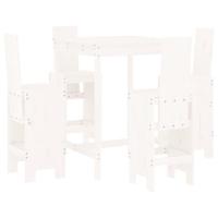 5-delige Barset massief grenenhout wit - thumbnail