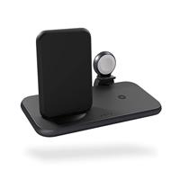 ZENS Aluminium Series 4 in 1 Stand Wireless Charger + Watch ZEDC15B/00 Inductielader Uitgangen Qi-standaard, USB-A Zwart - thumbnail