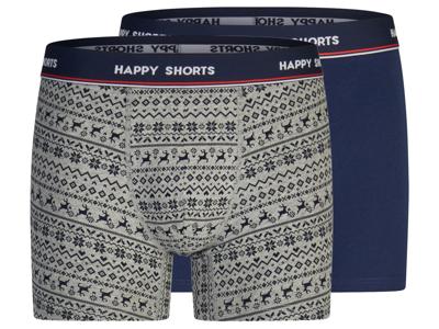 Happy Shorts Set van 2 heren kerstboxers (Donkerblauw/grijs, XL) Happy Shorts Set van 2 heren kerstboxers (Donkerblauw/grijs, XL)