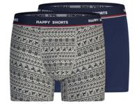 Happy Shorts Set van 2 heren kerstboxers (Donkerblauw/grijs, XL) - thumbnail