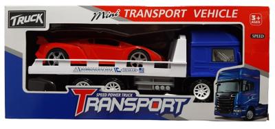Jonotoys raceauto + transporter jongens 25 cm blauw/rood 2 delig Jonotoys raceauto + transporter jongens 25 cm blauw/rood 2 delig