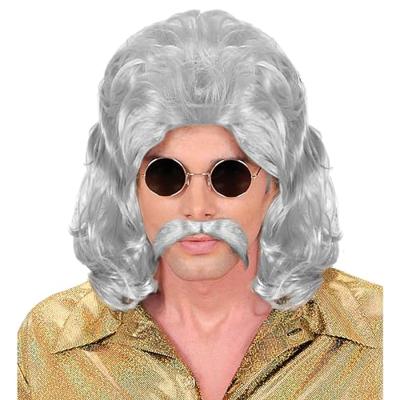 Pruik en Snor 70&apos;s grijs