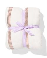 HEMA Plaid 130x150cm sherpa strepen bruin (beige) - thumbnail