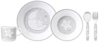 Saro Eetset Little Stars Melamine 5-delig Wit/grijs - thumbnail