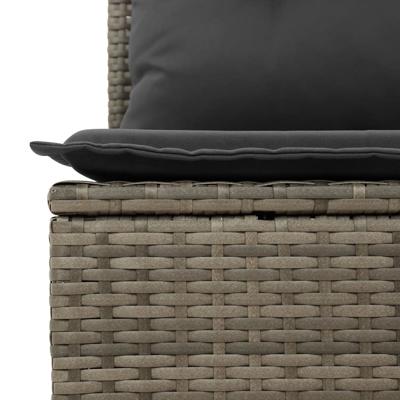 5-delige Loungeset met kussens poly rattan grijs - thumbnail