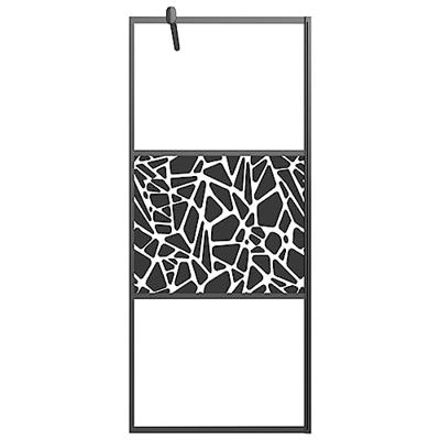 Inloopdouchewand met stenenmotief 90x195 cm ESG-glas zwart - thumbnail