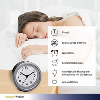 TFA Dostmann 60.1034.01 Wekker Kwarts Zwart Alarmtijden 1