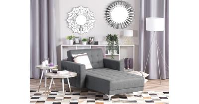 Beliani ABERDEEN - Chaise longue-Grijs-Polyester Beliani ABERDEEN - Chaise longue-Grijs-Polyester