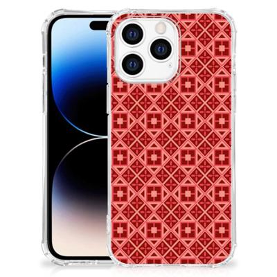 Apple iPhone 14 Pro Max Doorzichtige Silicone Hoesje Batik Rood