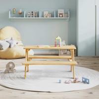 Kindertafel met banken 90x79,5x50 cm massief hout - thumbnail