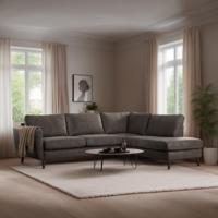 BASE 3-zits Hoekbank 'Yuma' Rechts, Lederlook, kleur Taupe - thumbnail