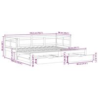 Slaapbank met onderschuifbed/lades zonder matras 90x190 cm wit - thumbnail
