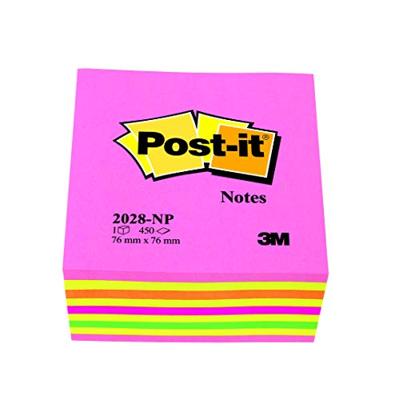 Memoblok post-it 2028 76x76mm kubus neon kleuren