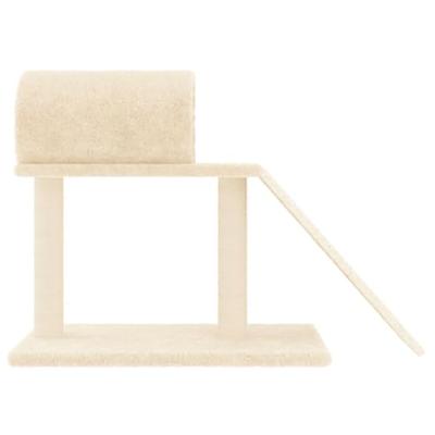 vidaXL Kattenmeubel met tunnel en ladder 55,5 cm crèmekleurig, kattentoren, kattenboom, kattenkrabtoren, kattenkrabpaal, kattenspeelmeubel