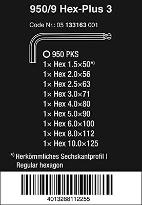 Wera 950 PKS/9 SM N Stifsleutelset, metrisch, verchroomd, 9 -delig - 1 stuk(s) - 05133163001 - thumbnail