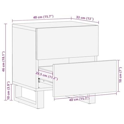 Nachtkastjes 2 st 40x33x46 cm massief mangohout zwart