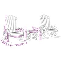 3-delige Loungeset massief vurenhout - thumbnail
