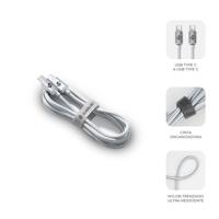 SUBBLIM USB-C naar USB-C kabel, 2 m, 60 W, gevlochten nylon, compatibel met iPhone/Samsung/MacBook, wit - thumbnail