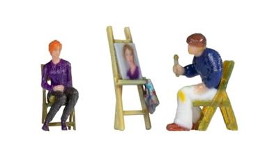 NOCH 10415 H0 Schilder met model en ezel figuren Geverfd, Zittend