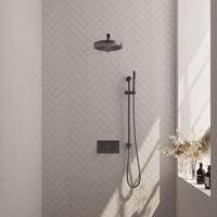 BRAUER Stripe Thermostatische Inbouw Regendouche - drukknoppen - 25cm douchekop - rechte muurarm - staaf handdouche - doucheslang - geïntegreerde glijstang - gunmetal geborsteld PVD 5-GM-425 - thumbnail