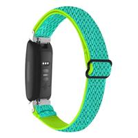 By Qubix - Compatible met Fitbit Inspire 3 - Elastische solo loop nylon bandje - Mintgroen - Compatible fitbit bandje - thumbnail