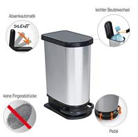 Rotho paso pedaalemmer 50l zilver/metallic - thumbnail