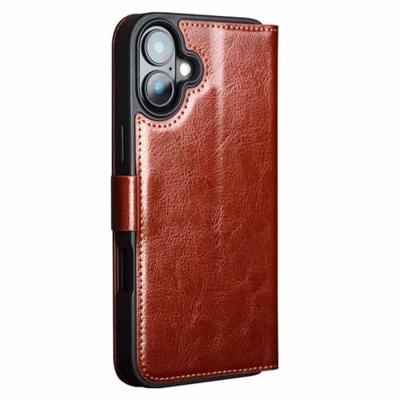 Qialino iPhone 16 Plus hoesje - Leren bookcase - Bruin Qialino iPhone 16 Plus hoesje - Leren bookcase - Bruin