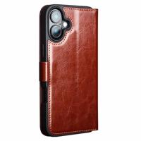 Qialino iPhone 16 Plus hoesje - Leren bookcase - Bruin - thumbnail