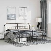 Bedframe met hoofd- en voeteneinde metaal zwart 183x213 cm - thumbnail