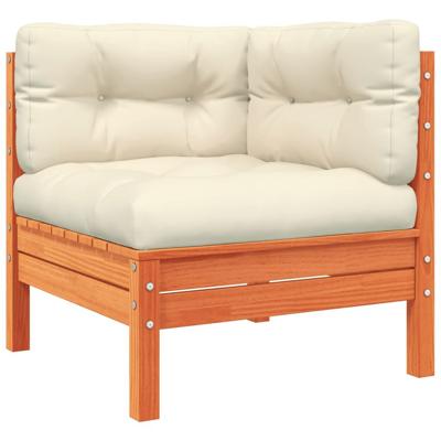 9-delige Loungeset met kussens massief grenenhout wasbruin - thumbnail