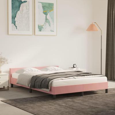 Bedframe met hoofdeinde zonder matras 140x200 cm fluweel roze Bedframe met hoofdeinde zonder matras 140x200 cm fluweel roze