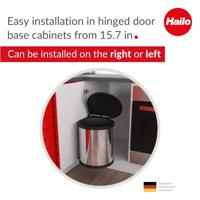 Vuilnisemmer Hailo Compact-Box Staal 15 L Zwart Grijs Integreerbaar - thumbnail