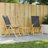 Tuinstoelen 2 st inklapbaar met kussens bamboe - thumbnail