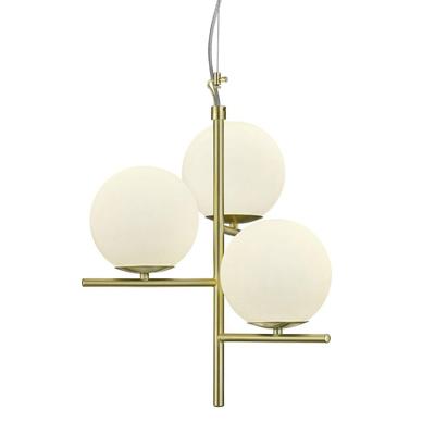 Trio HanglampPure mat messing met witte bollen - 302000308
