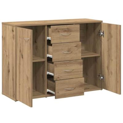 Dressoir 88x30x64 cm bewerkt hout artisanaal eikenkleur