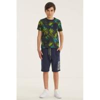 WE Fashion sweatshort - set van 2 kobaltblauw/donkerblauw - thumbnail