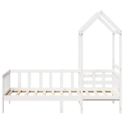 Kinderbed met huisje en bankje massief grenenhout wit 80x200 cm