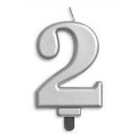 Kaars 2 jaar zilverkleurig luxe - thumbnail
