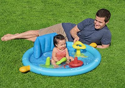 Bestway Opblaasbaar Kinderzwembad Leren met Afneembaar Dak 115x89x76 cm +6 Maanden Tuin 52568