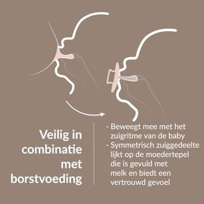 Difrax LOVI Fopspeen Dynamisch 6-18 m Prime Glow Ivory Blush