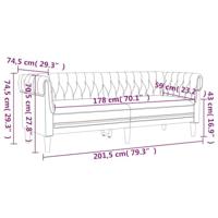 Driezitsbank Chesterfield-stijl stof lichtgrijs - thumbnail