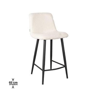 LABEL51 Barkruk 'Jep' Teddy, kleur Ivory (zithoogte 65cm)