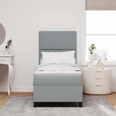 Boxspring bed met matras Lichtgrijs 80 x 200 cm Stof